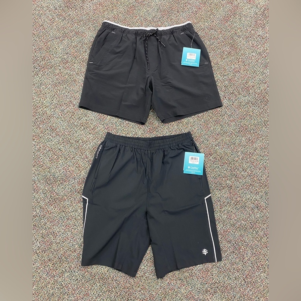 Coolibar BUNDLE Two Pair Shorts-Kahuna Swim Trunks & Outpace Sport Shorts-Size L